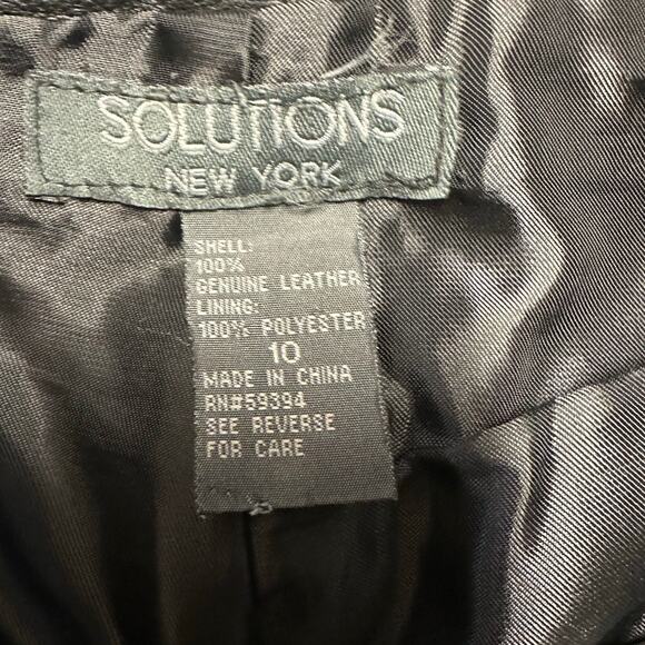 Solutions New York Black Genuine Leather Straight Leg Pants Size 10 - Picture 3 of 8